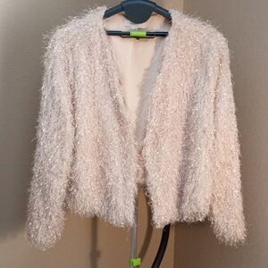 NWOT Forever 21 Shaggy Cream/Pastel Gold Short Jacket Cardigan Size 3X